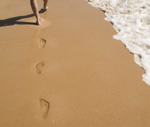 Duurzaam voetafdruk strand